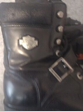 Harley-Davidson Black Leather Lace-Up Boot with Buckle
